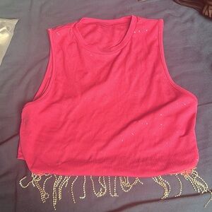 Bright pink crop top from Amazon